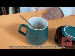 Matte 7x9cm Reusable Ceramic Coffee Cup Traditional Chinese Medicine Style With Spoon